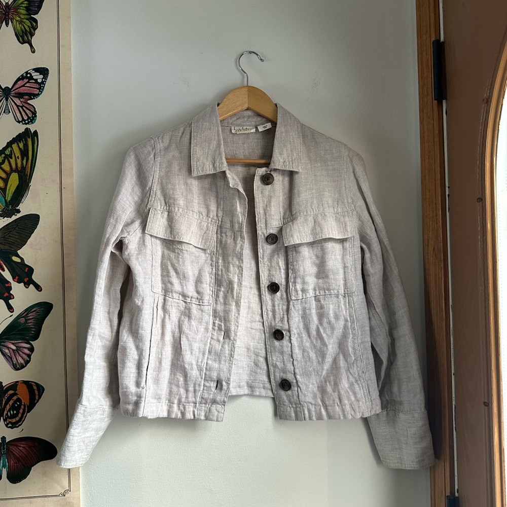 Nicole Miller Women's Beige 100% Linen Jacket